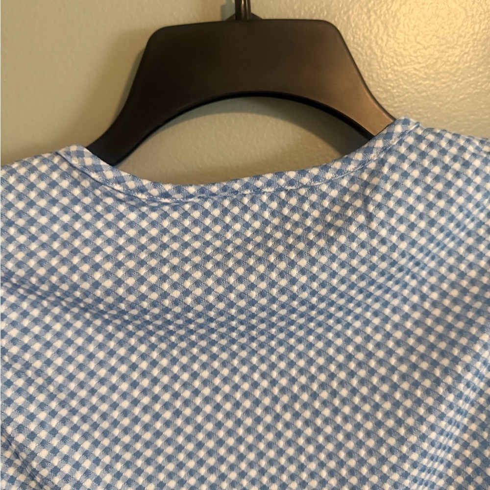 Cider Light Blue and White Gingham Wrap Crop Check Top size medium - Picture 8 of 8
